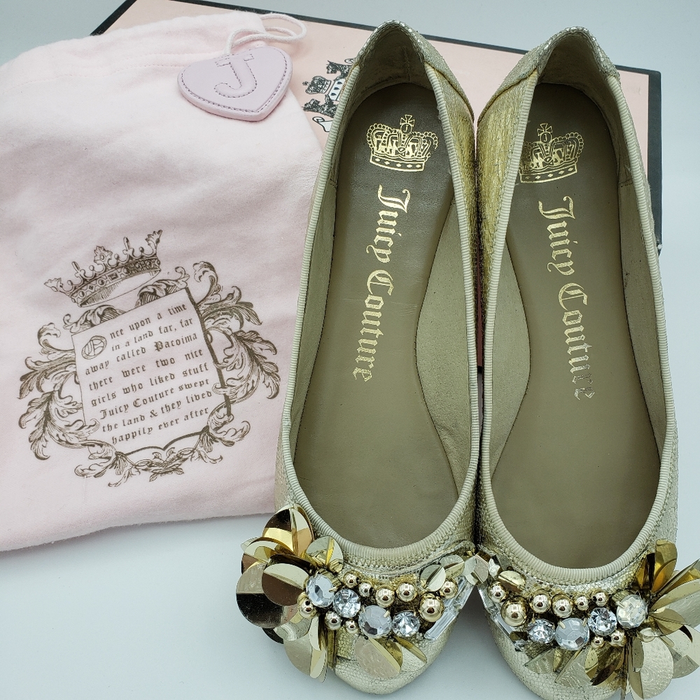 Juicy Couture Gold Ballet Flats Size 7